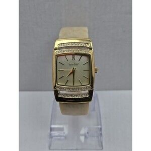 Caravelle by Bulova Crystal Bangle Watch Champagne Dial New Battery Quartz